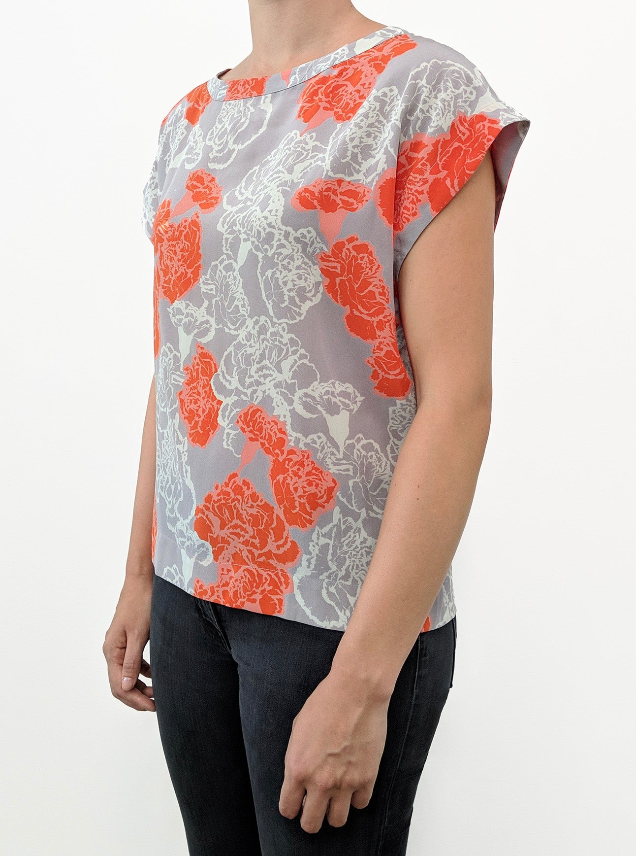 Grace Silk Top - Grey Orange