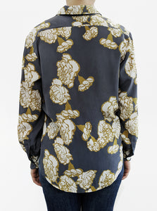 Grace Silk Shirt - Gold Grey