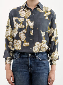 Grace Silk Shirt - Gold Grey