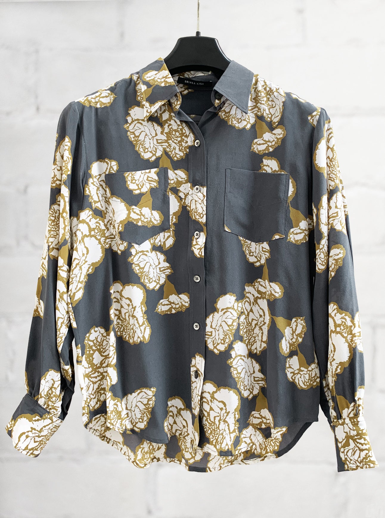 Grace Silk Shirt - Gold Grey