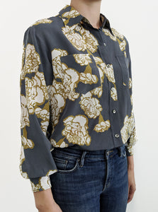 Grace Silk Shirt - Gold Grey