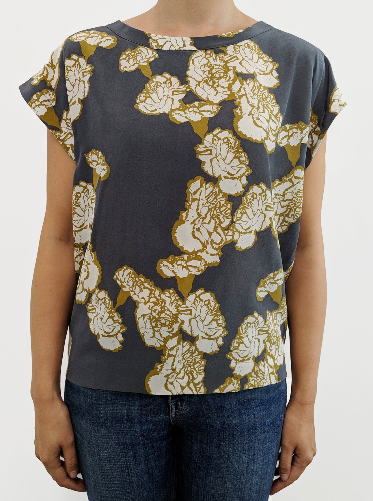 Grace Silk Top - Gold Grey