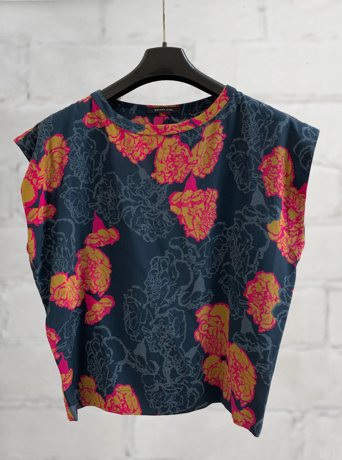 Grace Silk Top - Pink Navy