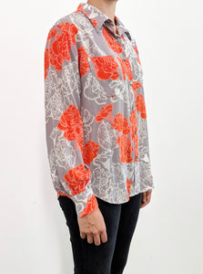 Grace Silk Shirt - Grey Orange