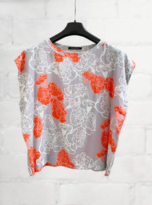 Grace Silk Top - Grey Orange